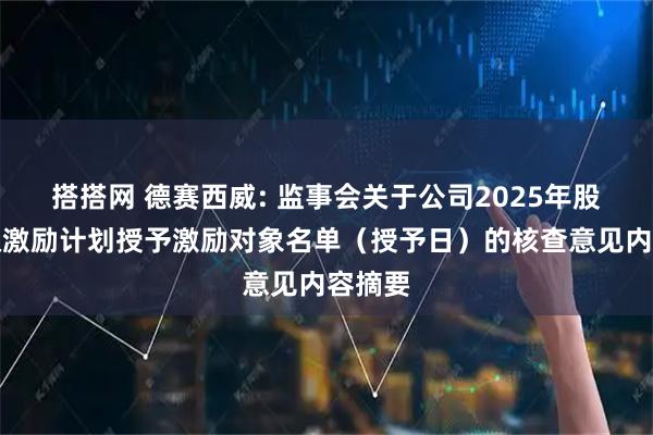 搭搭网 德赛西威: 监事会关于公司2025年股票期权激励计划授予激励对象名单（授予日）的核查意见内容摘要
