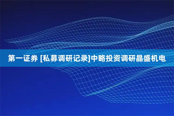 第一证券 [私募调研记录]中略投资调研晶盛机电